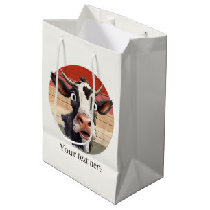 Cute cow lovers customizable medium gift bag