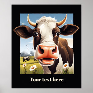 Cute cow lovers customizable poster