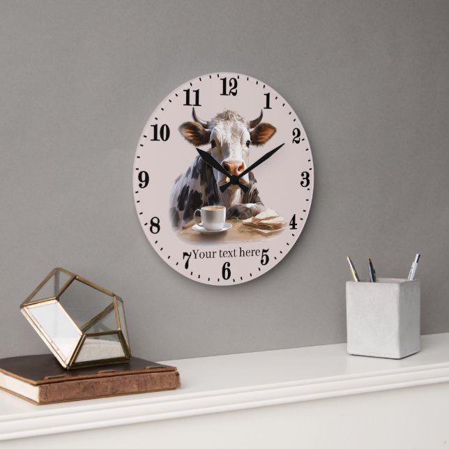 cute cow lovers office or kitchen  large clock (Office)
