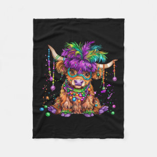 Cute Cow Mardi Gras Funny Cow Men Women Costume Fleece Blanket
