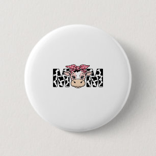 Cute Cow Mom Bow Graphic Design_1 2 Inch Round Button