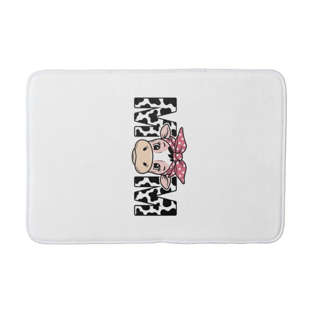 Cute Cow Mom Bow Graphic Design_1 Bath Mat (Front)