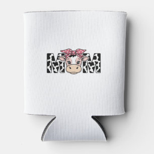 Cute Cow Mom Bow Graphic Design_1 Can Cooler