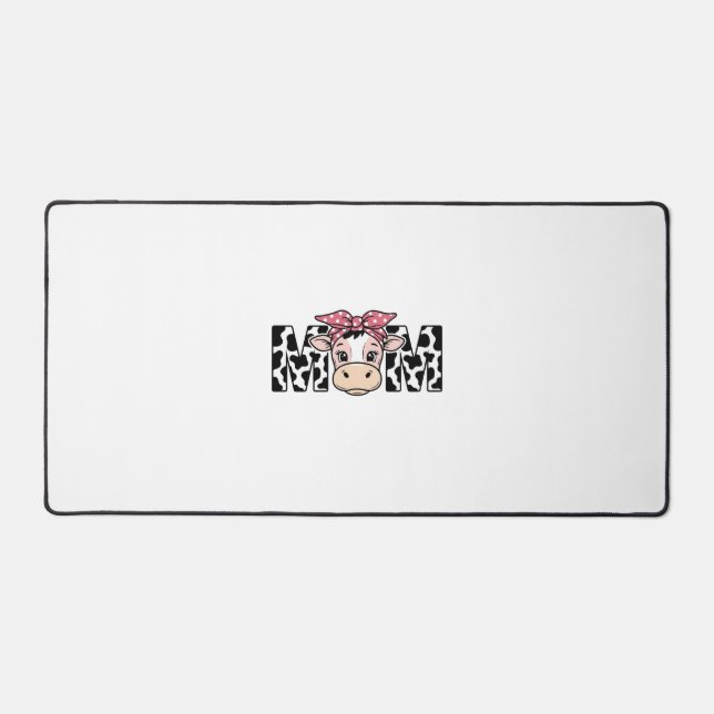 Cute Cow Mom Bow Graphic Design_1 Desk Mat (Front)