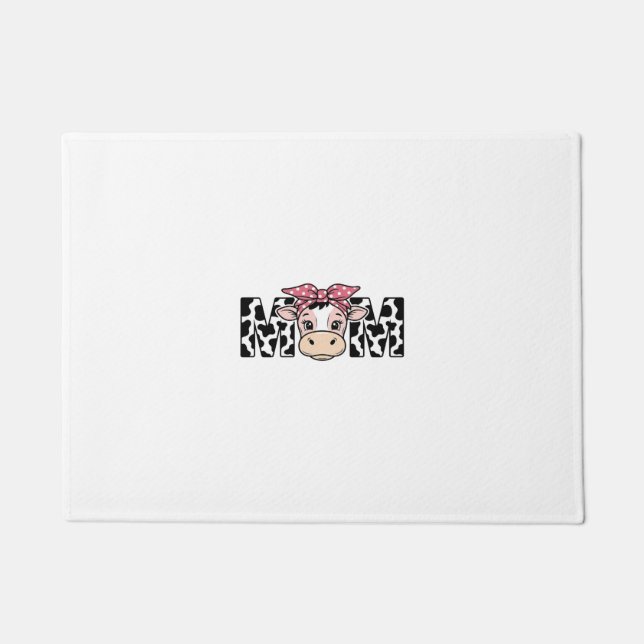 Cute Cow Mom Bow Graphic Design_1 Doormat (Front)