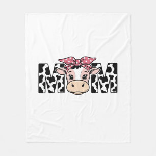 Cute Cow Mom Bow Graphic Design_1 Fleece Blanket