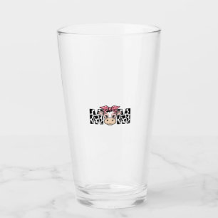 Cute Cow Mom Bow Graphic Design_1 Glass