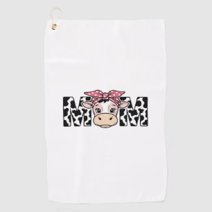 Cute Cow Mom Bow Graphic Design_1 Golf Towel