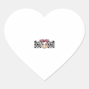 Cute Cow Mom Bow Graphic Design_1 Heart Sticker