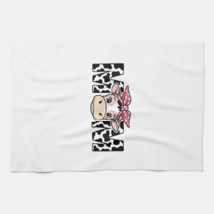 Cute Cow Mom Bow Graphic Design_1 Kitchen Towel