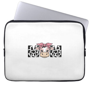 Cute Cow Mom Bow Graphic Design_1 Laptop Sleeve