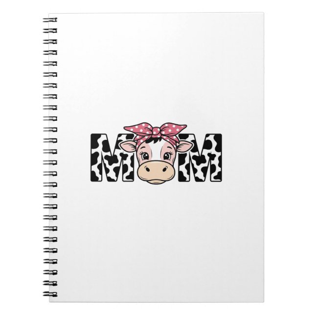Cute Cow Mom Bow Graphic Design_1 Notebook (Front)