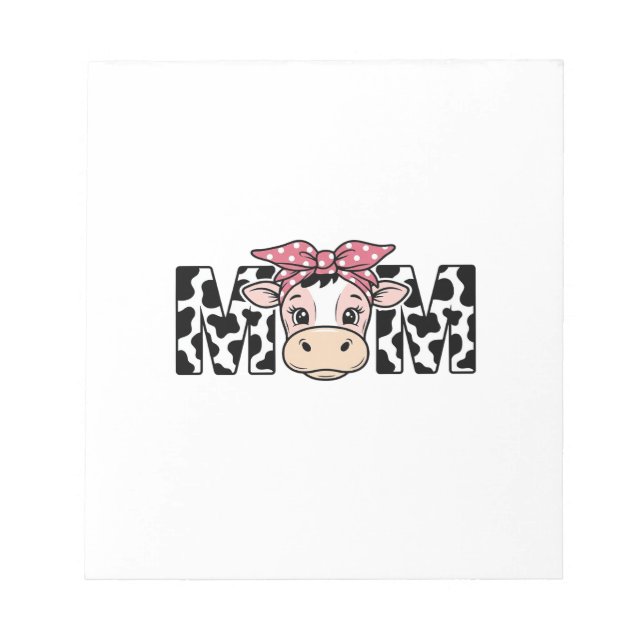 Cute Cow Mom Bow Graphic Design_1 Notepad (Front)