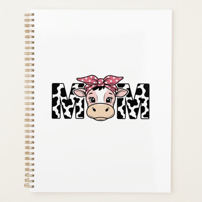 Cute Cow Mom Bow Graphic Design_1 Planner (Front)