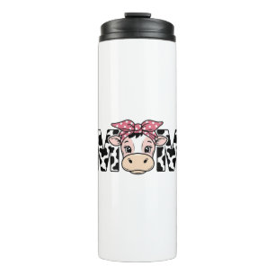Cute Cow Mom Bow Graphic Design_1 Thermal Tumbler