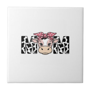 Cute Cow Mom Bow Graphic Design_1 Tile