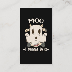 Cute Cow Moo Halloween Ghost Boo Business Card