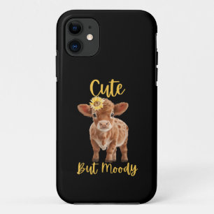Cute Cow-Moody Cow Lovers Farm Cowgirl Baby Sunflo iPhone 11 Case