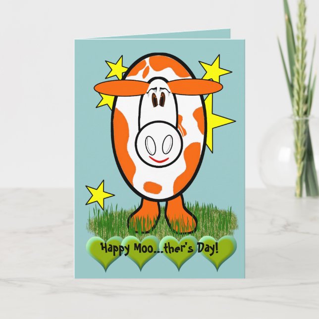 Cute Cow Mothers Day Happy Moo...ther's Day!  Card (Front)