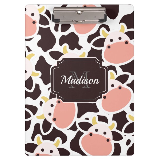 Cute Cow Pattern Clipboard (Front)