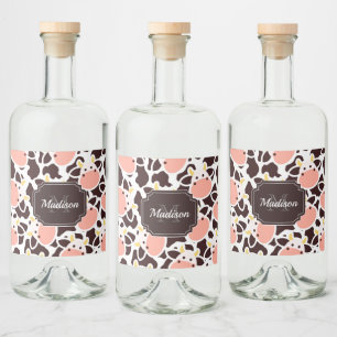 Cute Cow Pattern Liquor Bottle Label