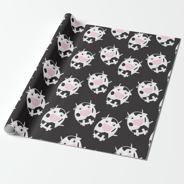 Cute Cow Pattern Wrapping Paper (Unrolled)