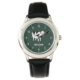 Cute Cow Personalized Custom Name Back To School Watch