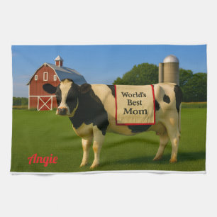 Cute Cow Personalized Kitchen Towel for Mom