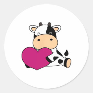 Cute Cow Pocket Size Valentine Cow  Classic Round Sticker
