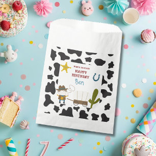 Cute Cow print Cowboy Birthday Favour Bag