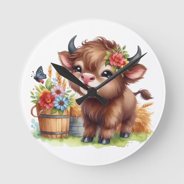 Cute Cow Round Clock (Front)