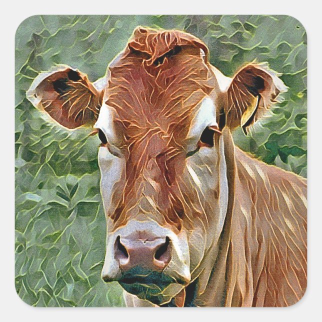 CUTE COW SQUARE STICKER (Front)