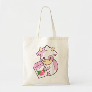 Cute Cow Strawberry Milk Kawaii Gift Tote Bag