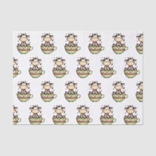 Cute Cow Teacup Whimsical Farmhouse Tissue Paper