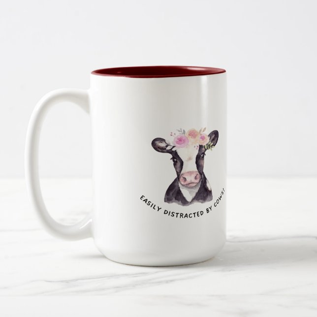 cute cow Two-Tone coffee mug (Left)