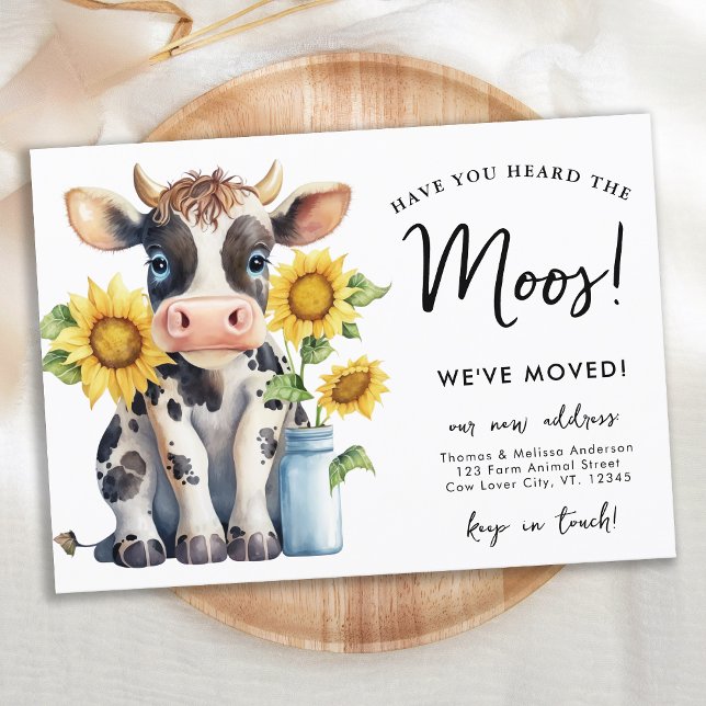 Cute Cow We've Moved New Address Country Moving Announcement (Creator Uploaded)