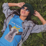 Cute Cow with Bow Custom Message T-Shirt<br><div class="desc">The slogan on this graphic tee is ready to be customized with your own message. The bold white letters are displayed above an illustration of a cute cow wearing a yellow bow.</div>