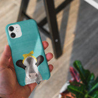 Cute Cow with Bow Turquoise Blue