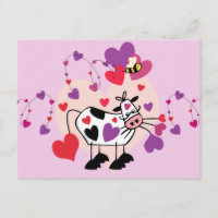 Cute Cow With Hearts and a Bumble Bee Graphic