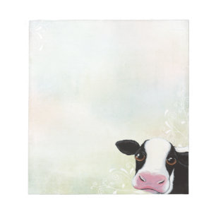 Cute Cow with Swirls & Rainbow Pastels Notepad