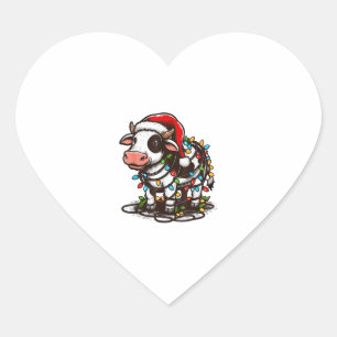 Cute Cow Xmas Kids Teen Girl Boy Heart Sticker