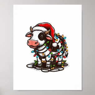 Cute Cow Xmas Kids Teen Girl Boy  Poster