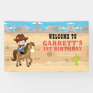 Cute Cowboy 1st Birthday Party Banner