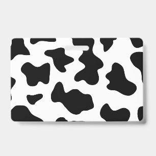 cute cowboy black and white farm cow print badge