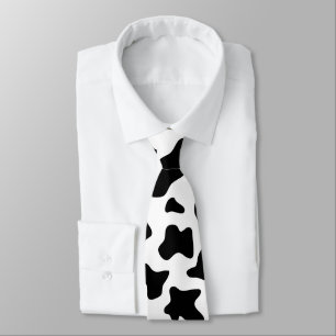 cute cowboy black and white farm cow print tie