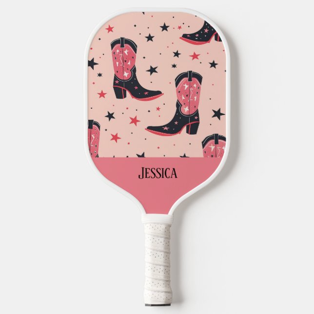 Cute Cowboy Boots Seamless Patterns Pickleball Paddle (Front)