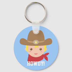Cute Cowboy Boy Personalized Keychain