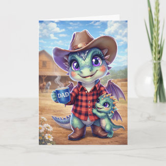 Cute Cowboy Dragon Dad Greeting Card