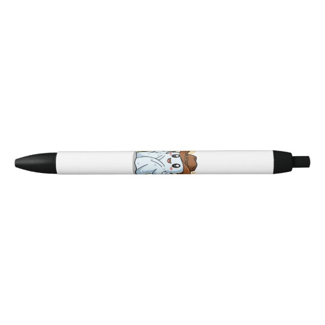 Cute Cowboy Ghost for Halloween Fun Decoration Black Ink Pen (Front)