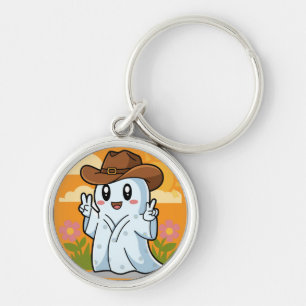 Cute Cowboy Ghost for Halloween Fun Decoration Keychain
